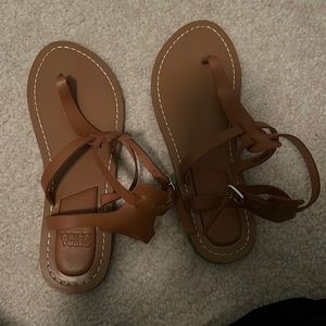 Zara dark brown strappy thong sandals. Size 36 (size 6)